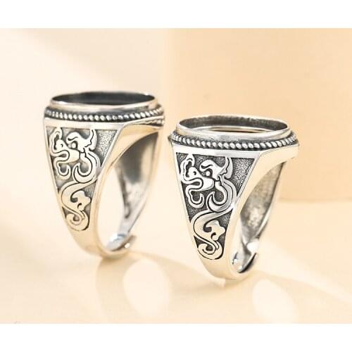 13*17mm 925 STERLING SILVER men Semi Mount Bases Blanks base blank Pad VINTAGE wedding rings ring Setting set men diy A5372