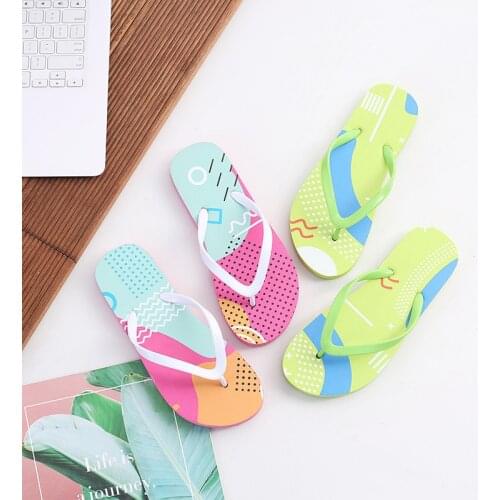 Summer Flip Flops For Women Cute Candy Color Indoor Flat Shoes Men Skull Head Beach Slippers Non-slip Soft Sole Couple Sandals