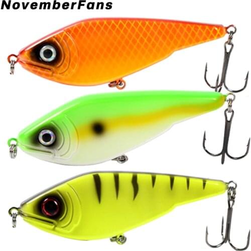 NovemberFan Hard Wobbler Pike Fishing Lures 12cm 51.5g Sink Glide Jerkbait Freshwater Fishing Tackle