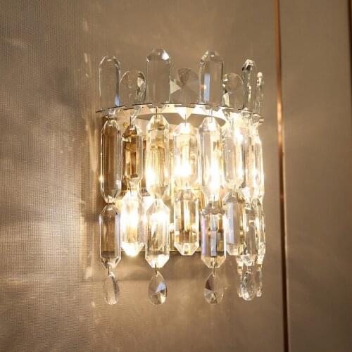 Light luxury led lamp bedroom living room bedside lamp wall aisle super bright crystal simple entrance wall lamp
