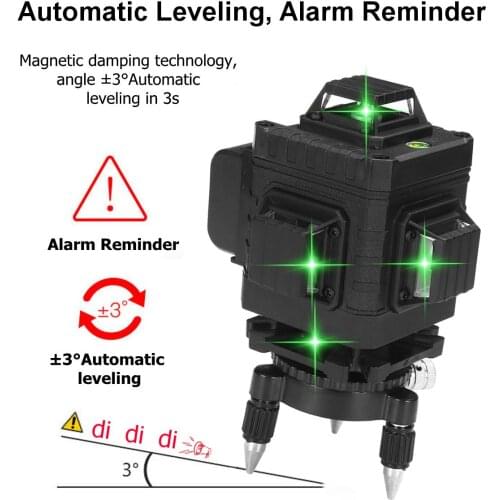 8/12/16 Lines 3D 4D Auto Self-Leveling Laser Levels w/Digital Battery,w/Wall Bracket&Lift Holder,Super Powerful Laser Beam