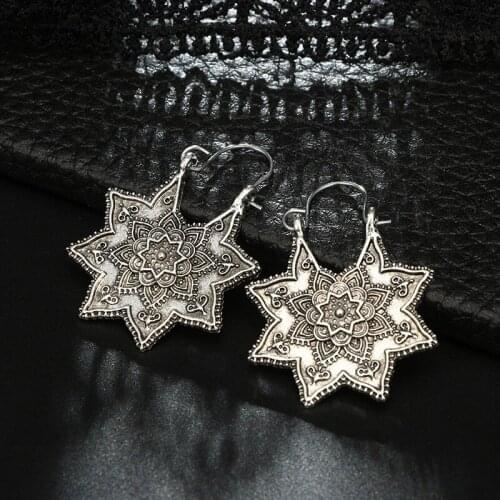 Boho Earings Fashion Jewelry 2021 Flowers Plants Five-Pointed Star Honeycomb Electroplate Stainless Steel Earrings For Women