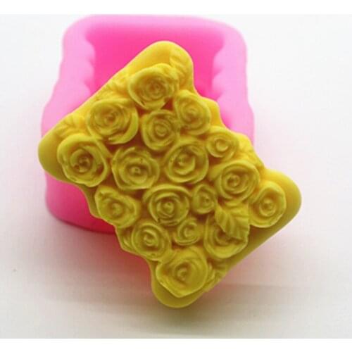 Silicone Mold Square Rose Flower 3D Soap Molds For Soap Making Fondant Cake Decorating Tool Silicone Mould DIY Craft Supplies