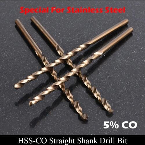 1mm 1.1mm 1.2mm 1.3mm 1.4mm 60mm High Speed Steel HSS CO HSS-CO Fully Ground Straight Shank Twist Drill Bit For Stainless Steel