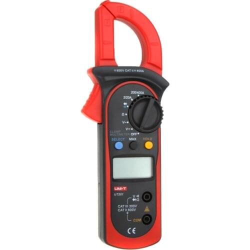 UNI-T UT201 AC 2A~400A Digital Clamp Multimeter AC/DC Voltage Detector AC Current Resistance/Ohm Meter Tester Auto Range