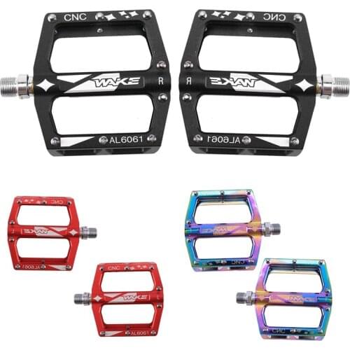 WAKE 1 Pair MTB Bike Pedals Aluminum Alloy Bicycle Bearing Pedal Flat Cycling Riding Parts