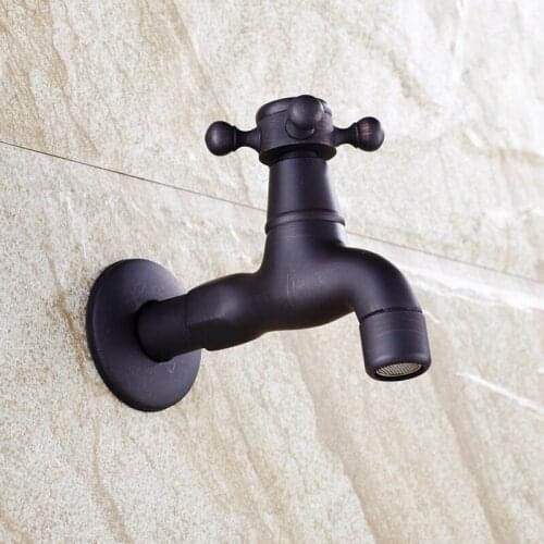 Vidric European-style Black Antique Bronzed Brass Mop Pool Faucet Wall Mounted Washing Machine Faucet Garden Tap Garden Bibcock