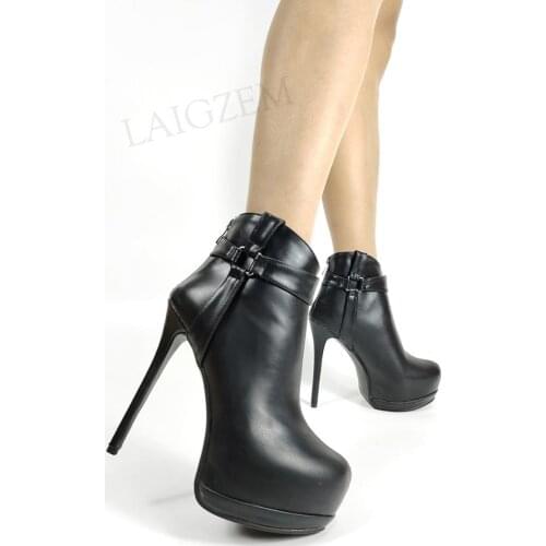 DOBANER Women Ankle Platform Boots Handmade High Heels Booties Back Zip Femmes Bottes Shoes Woman Plus Size 43 44 46 47 50 52