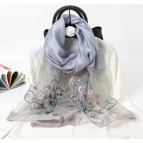 2021 women silk wool scarf fashion solid long beach female foulard shawls wrap hijabs scarves High Quality Bandana Embroidery