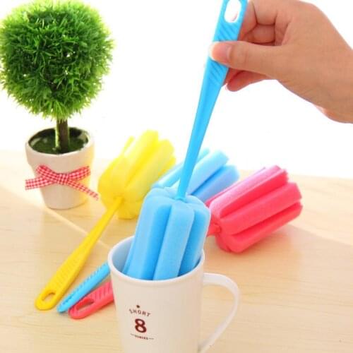 1pc 9.84inch Home Cleaning Bottle Sponge Brush Glass Pot Washing Kitchen Cleaning-Tool Sponge Brush For Wineglass Bottle Tea Cup