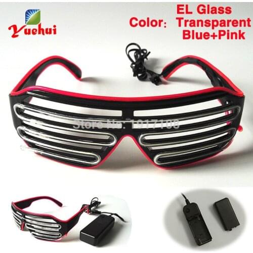 17 Style Flexible Neon Light Party Decorative Shutter Glasses 2 COLOR EL Wire LED Glasses Powered By DC-3V Flashing EL Driver