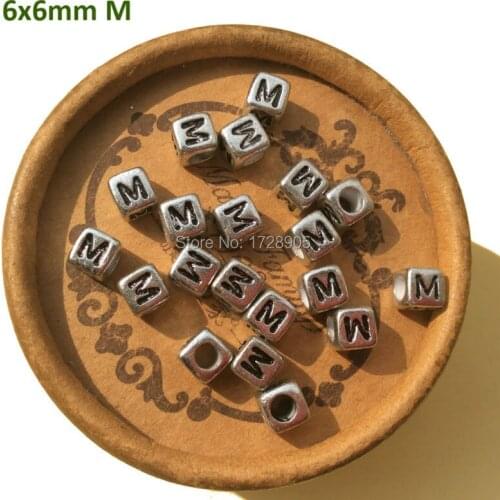 6mm 2600pcs Single Alphabet Letter "A-Z" Cube Acrylic Letter Beads M Fashion Single Letter Spacer Beads