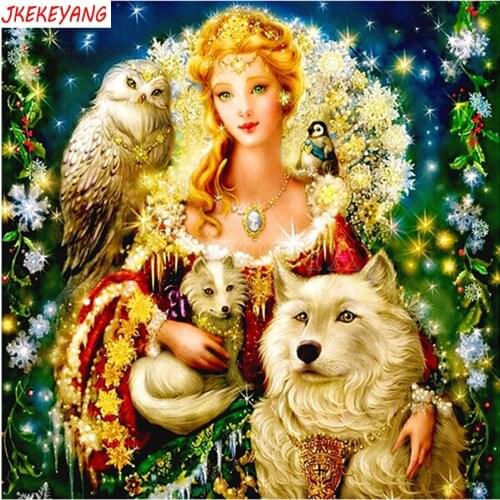 5D DIY square/round Diamond Painting Beauty and animals Cross Stitch Diamond Embroidery Pattern Rhinestone Home Decor J2330