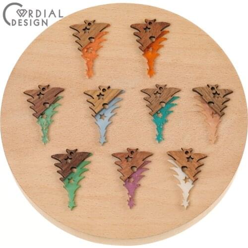 Cordial Design 50Pcs 25*38MM Earrings Accessories/DIY/Pendants/Natural Wood & Resin/Tree Shapes/Jewelry Findings & Components