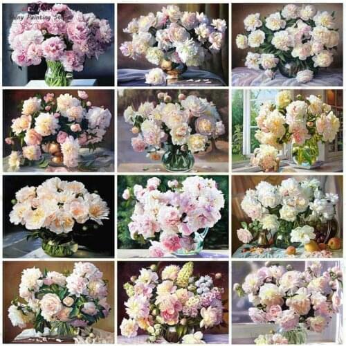 5D DIY Diamond Embroidery Flowers Peony Picture of Rhinestone Diamond Painting Cross Stitch Flower Needlework Gift Wall Decor