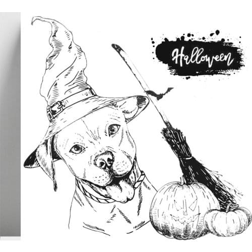 AZSG Halloween Dog / Pumpkin / Broom Clear Stamps For DIY Scrapbooking/Card Making/Album Decorative Silicone Stamp Crafts