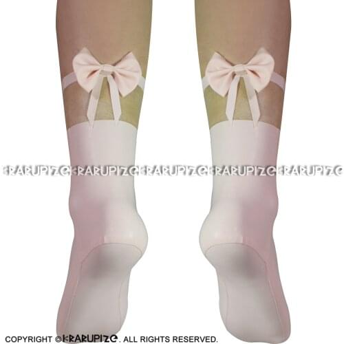 White And Transparent Sexy Short Rubber Latex Socks With Bows WZ-0024