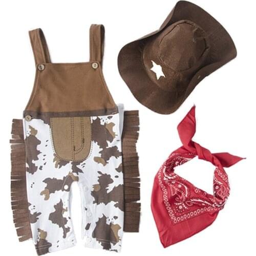 Newborn Fashion baby rompers boys clothes cotton cowboy belt overalls soft infant jumpsuit