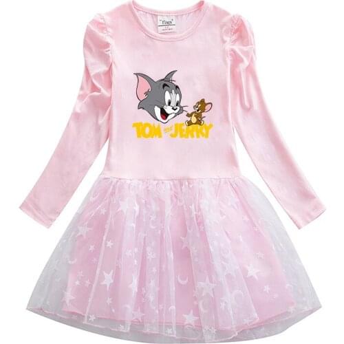 Child Mesh Princess Dress Toddler Girls Fall Clothing Baby Cotton Pink Dress Kid Fashion Unicorn Costume Mickey Minnie Red Skirt