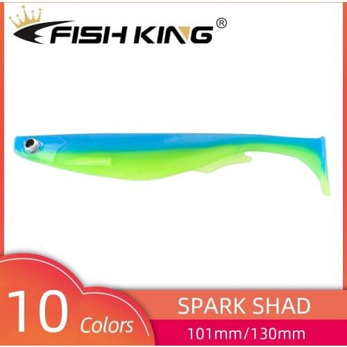 FISH KING Spark Shad 5pcs/pack Fishing Lure 101mm/10g 130mm/20g Soft Lure Wobblers Shad Tail Silicone Bait Bass Soft Baits