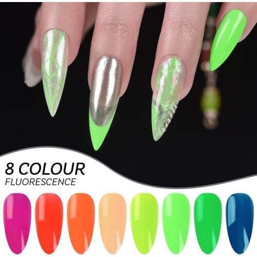9.5ml Fluorescent UV Gel Polish Semi Permanent Gel Varnish Yellow Green Colorful Nail Art Soak Off UV LED Gel for Nail Art