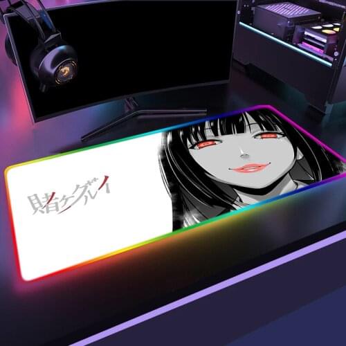 Kakegurui Gaming Pad Mouse Gamer Rgb Anime Desk Mat Backlit Keyboard Mause Diy Carpet and Extended Large Rubber Pc Mats Cute