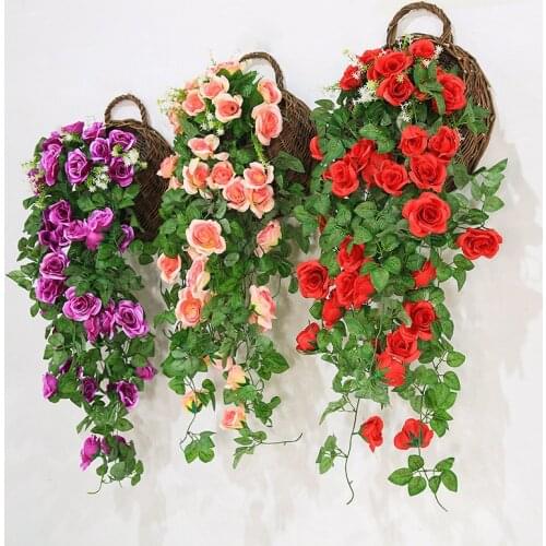 30X90cm artificial rose vine 19 flowers wall hanging green plants indoor and outdoor decoration simulation roses