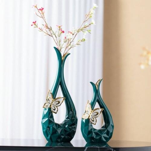 Simple Butterfly Ceramic Vase Ornament Home room Desktop Accessories Coffee Table Fake Flower Arrangement Figurines Crafts Decor