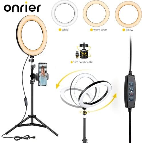 Onrier Video Recording LED Ring Light Camera Ring light Tripod Stand Phone Holder for YouTube Photography Interview OLS07E