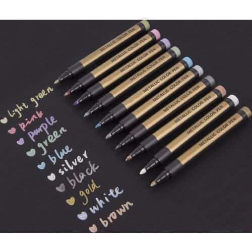 Metallic Paint Markers Birthday Gift Card Album Silver Gold White Permanent Writing Markers for Photo Album Card DIY Craft Kids