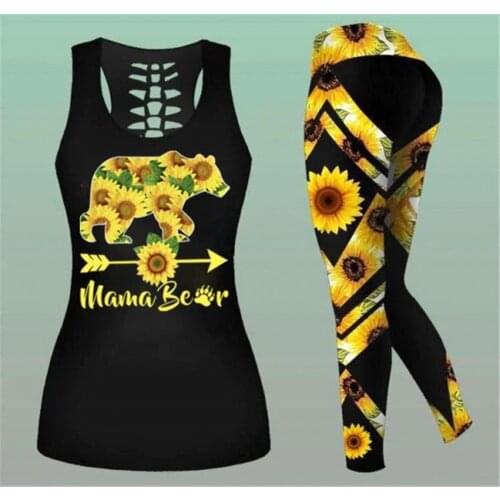 3D Digital Printed Sunflowers Bear Hollow Tanktop Women Sexy Vest Girls Fashion Tank tops Clothes ropa mujer Oversized Drop ship
