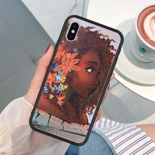 Cute Phone Case For iPhone XR 6 6S Plus X 5 SE Plus Patterned Girl Brown Hair Black Hard Phone Cover For iPhone 8 7 Plus Max