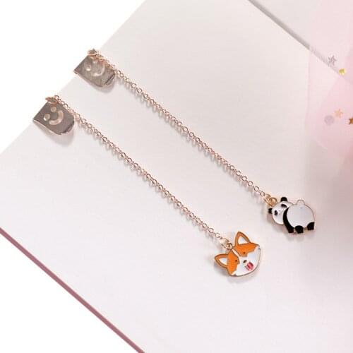 Cartoon Panda Dog Unicorn Rainbow Cat Paw Metal Pendant Bookmark Cute Book marks for book Paper Clip School Office Supplies