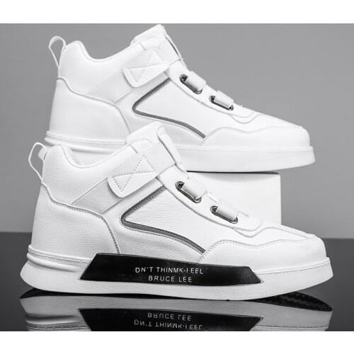 High-top mens sports shoes fashion mens casual shoes wear-resistant and comfortable height-enhancing shoes flat casual shoes