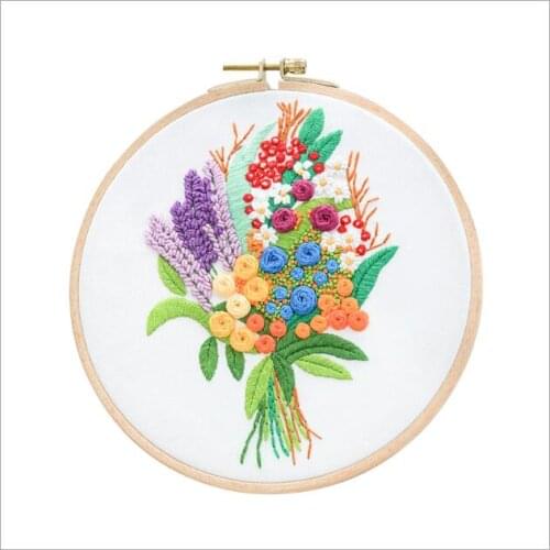 20x20cm Flower Shop Plant Series European embroidery kit simple three-dimensional embroidery Ribbon kit embroidery needlework