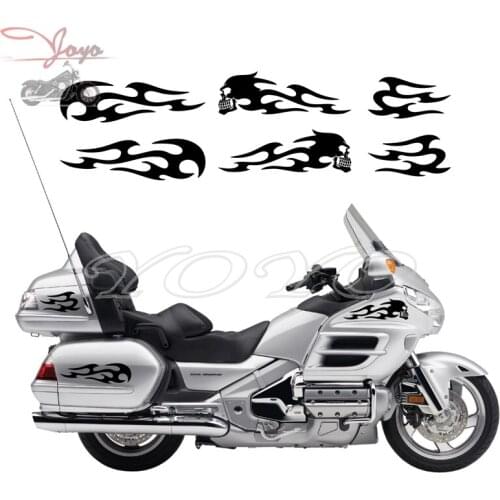 Skull Flame Decals Sticker Fairing Stickers Saddlebag Decal For Honda GL1800 Gold Wing