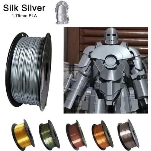 PLA 3D Printer Filament 1.75mm Silk Silver Gold 250g/500g/1KG Shiny Metallic Feel 3D Printing Material Silky Shine Filament