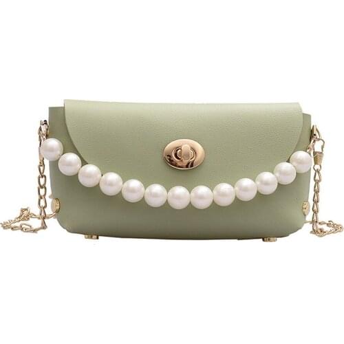 2020 New Style Women Shoulder Bags Pearl Chain Tote Bag Elegant Leather Shoulder Crossbody Bag Satchel with Metal Strap