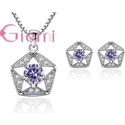 Original 925 Sterling Silver Crystal Jewelry Sets for Women Female Daily Necklace/Pendant/Earrings Accessories