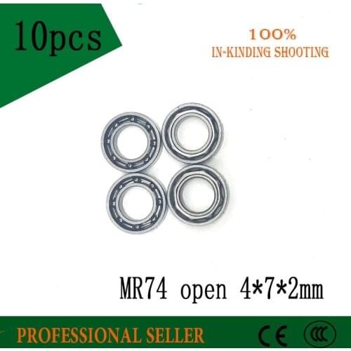 10 PCS Open Type MR74 Bearings 4x7x2 mm Miniature Ball Bearings L-740 open
