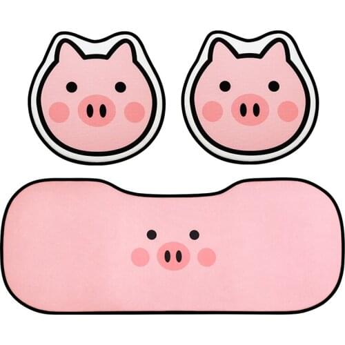 Cute Cartoon Pig Car Seat Cushion Summer Linen Auto Front Back Sit Protector Covers For Car Girls Accessories Universal Size