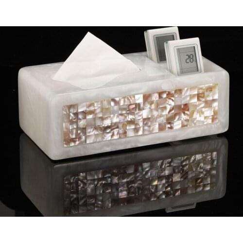 Resin & Shell Tissue Box Desktop Organizer Durable Multifunctional Remote Paper Holder Pencil Rack For Office Home Storage Boxs