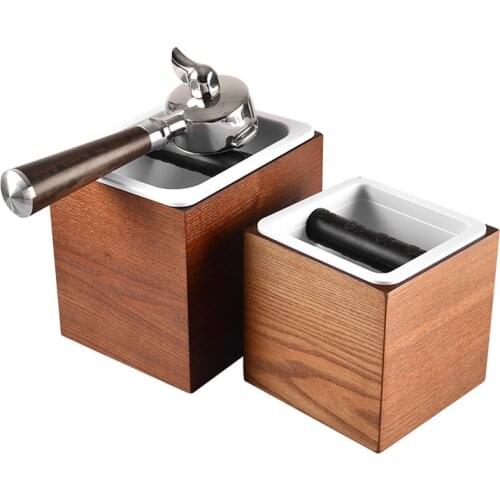 Anti Slip Shock-absorbent Espresso Knock Box Anti Slip Coffee Grind Dump Bin Waste Bin With Detachable Knock Bar For Barista