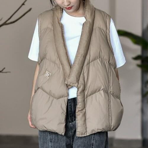 Winter V-neck Down Jacket for Women 90% white duck down Vest thin waistcoat casual simple Down Jacket fashion Womens Clothing