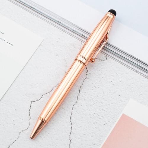 Luxury Multifunction Rose Gold Ballpoint Pen Business Writing Signing Touch Pens Office Stationery Supplies Customized Gift