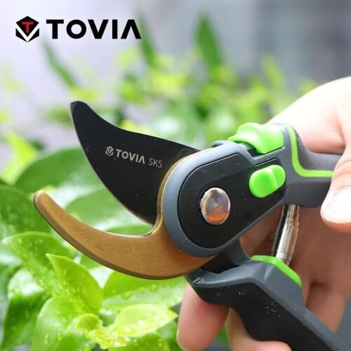 TOVIA 8 Inch Garden Pruner Shears SK5 Blade Pruning Scissors for Bonsai Fruit Trees Flowers Branches Garden Pruners
