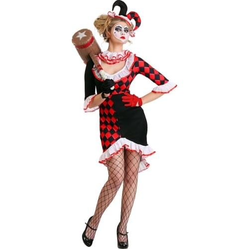 Adult Sexy Clown Costume For Halloween Party Women Cosplay Masquerade Circus Horror Scary Funny Party Performance Clothing