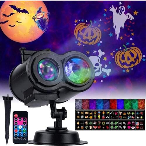 LED Halloween Christmas Projection Lights with 26 Patterns Waterproof Outdoor Indoor Xmas Party 3D Projection Laser Stage Lamp