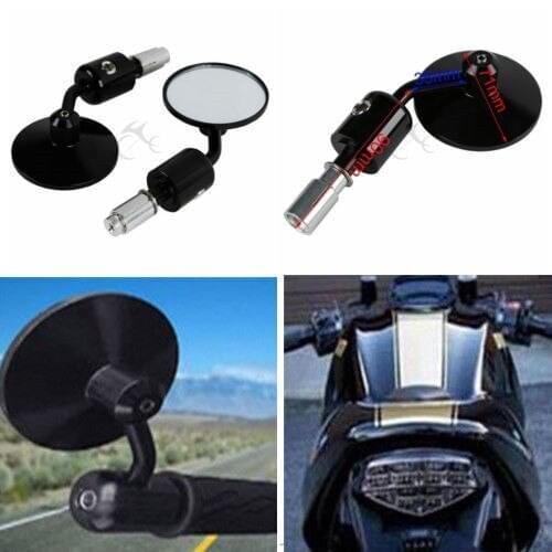 Motorcycle Universal CNC 7/8" Handle Bar End 3" Round Side Rear View Mirrors New