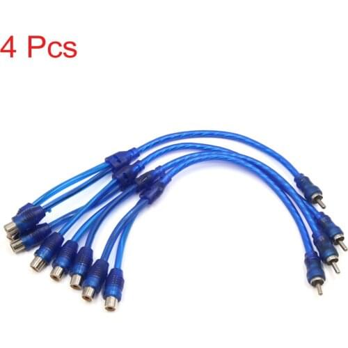 Uxcell 4 Pcs 12 Inch Long Male to 2 Female RCA Splitter Adapter Audio Y Cable Wire Universal For Car Motorcycle ATVs